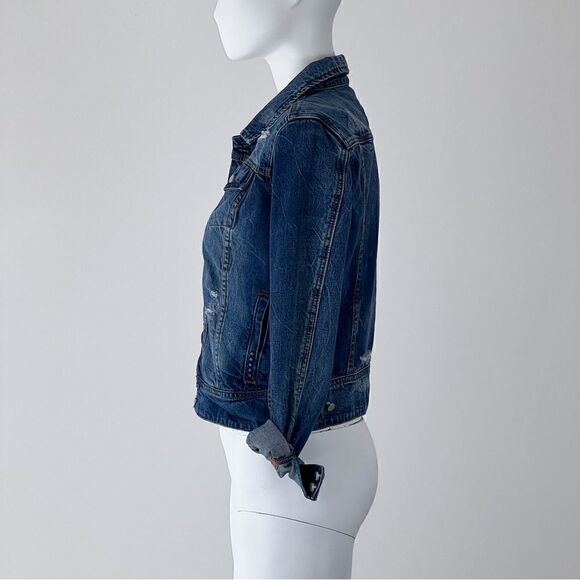 Anthropologie BLANK NYC Jean Jacket Blue Button Front Pockets Distressed - Picture 3 of 11